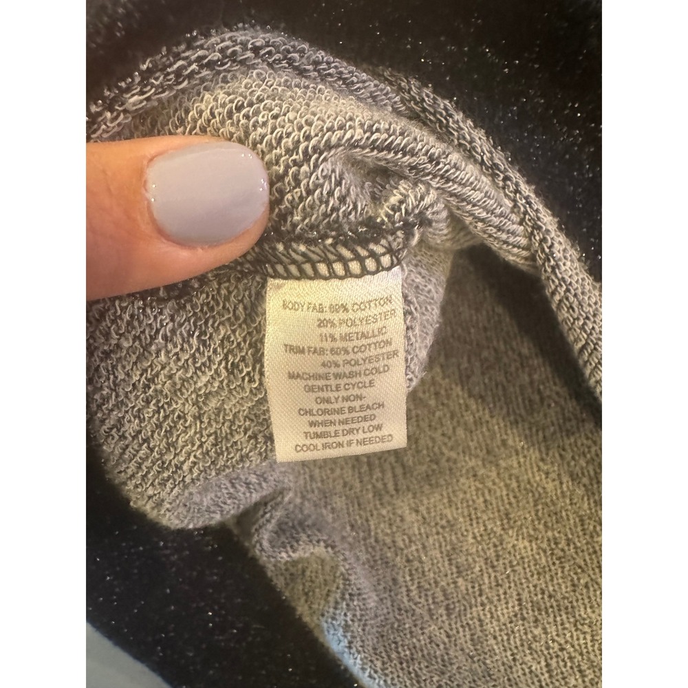 Ann Taylor LOFT Metallic Shimmer Zip Accent Raglan Top Gray Women Medium - Picture 7 of 7